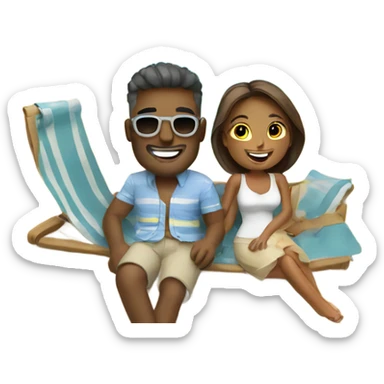 happy couple on vacation sticker
