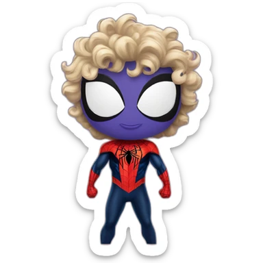 Spider man withe black curly hear and a big musel sticker