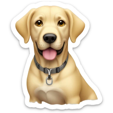 A cartoon labrador dog thinking about going on a hike in the park with a blonde girl sticker