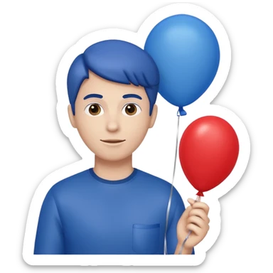 One red balloon and one blue balloon,grabbed by a yellow (more fair color)hand sticker