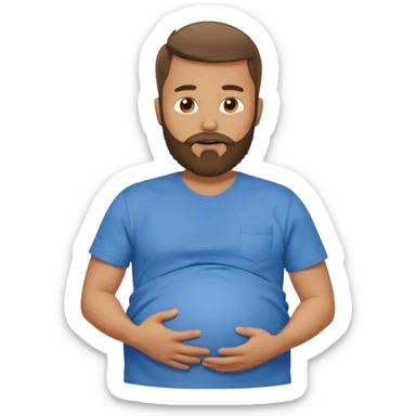 Bearded man rubbing pregnant belly poking out of shirt sticker