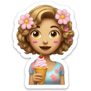 chica con helado y mascara de flores sticker