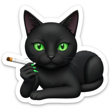 black cat smoking a joint sticker