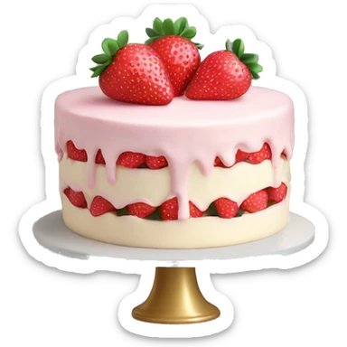Light Pink strawberries and cream cake sticker