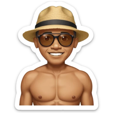 Make barak Obama on the beach with an 8 pack and buff sticker