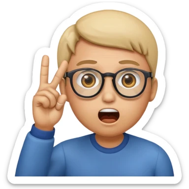 Generate a emoji head base with a shocked expression with a finger pushing the glasses down a little bit sticker