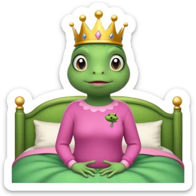 Princesse frog in her bedroom with pink sweater without hair sticker