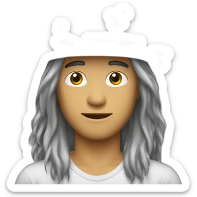indonesian-guy-long-hair-with-hat sticker