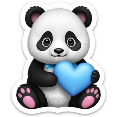 panda holding a blue heart  sticker