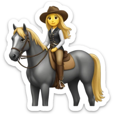 Girl horse rider siting on horse sticker