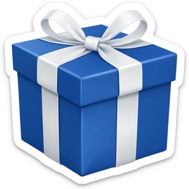 square royal blue gift box with elegant white cursive text that says “Best Kept” across the front. Add a simple thin white ribbon or bow underneath the text. The design should be clean, minimal, flat, and match Apple-style emoji aesthetics — no gradients, no shadows, no texture.  sticker
