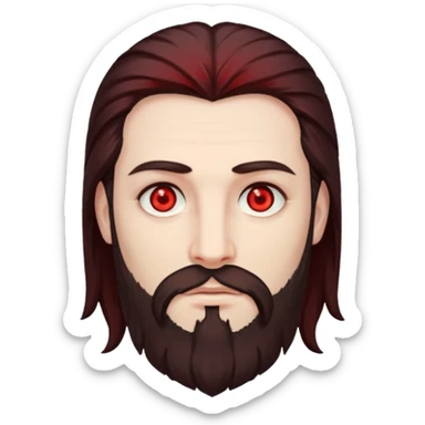 Evil, shadowie Male lord with Red glowing eyes and Long darkBrown Hair and chin beard sticker