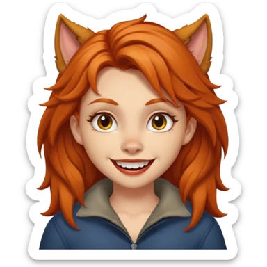 Werewolf ginger hair girl with a smile sticker