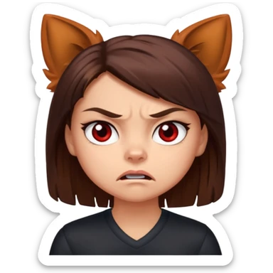 Angry Brunette girl with red yorkie  sticker