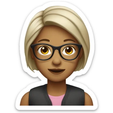 short hair girl with glasses sticker