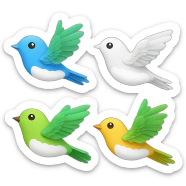 4 Little bird who’s flying on the Sky two Blue one White and one Green  sticker