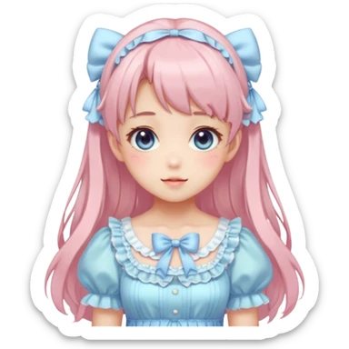 Shiny Blushing Cute Kawaii Beautiful Pastel Lolita Anime Cat Trending Style Cottagecore Pastelcore  sticker