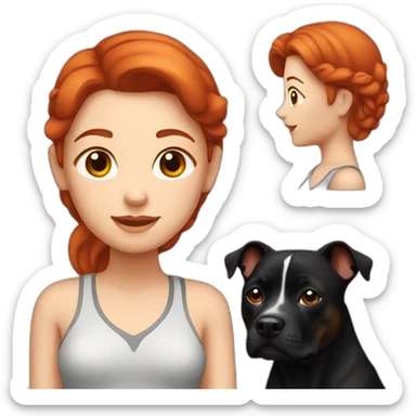 female red hair with black staffy sticker