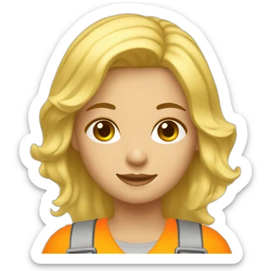 Blonde girl construction work sticker