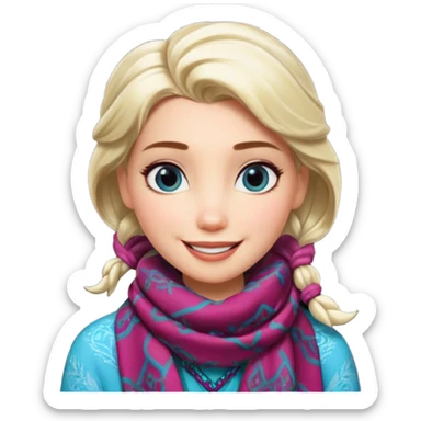 elsa with patterned scarf sticker