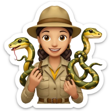 Depict different emotions of a photographer with snakes and other exotic animals sticker
