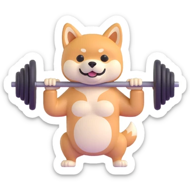 cute shiba inu, lifting weights sticker