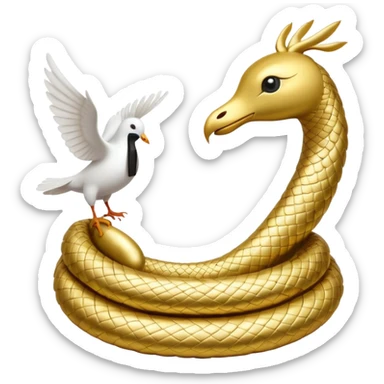 a serpent gold and a dove white sticker