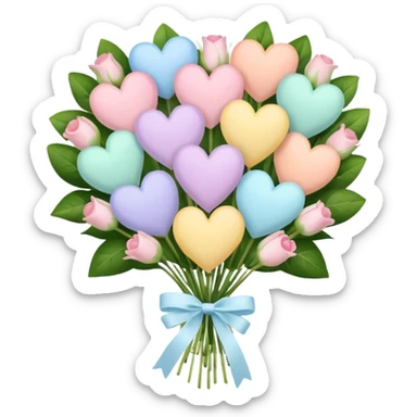 pastel heart bouquet sticker