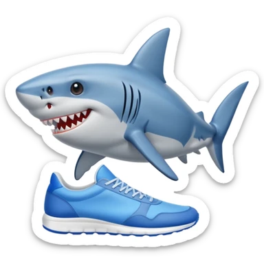 Shark wearing blue sneakers  sticker