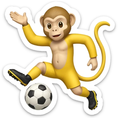 Quiero hacer a un mono jugando futbol y un plátano en la mano sticker