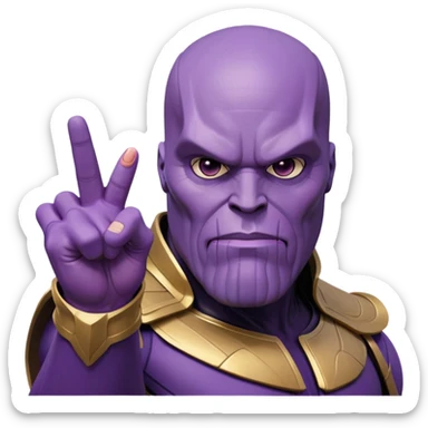 Purple villain Thanos with Squid Game aesthetic showing middle finger sticker