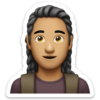 Person with head turning right and their eyes looking left sticker