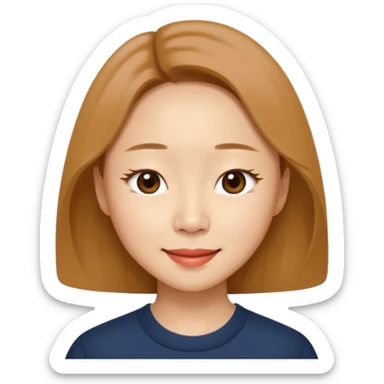 “Cartoon emoji of Gong Hyo-jin, long narrow face, sharp jawline, small almond eyes, high nose bridge, elegant smile, minimal makeup, refined aura” sticker
