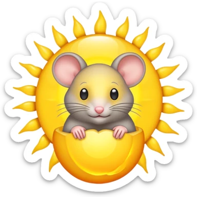 A gray mouse inside of a sun ☀️ 🐭 sticker