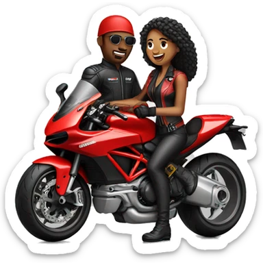 A biker couple in a red ducati bike sticker