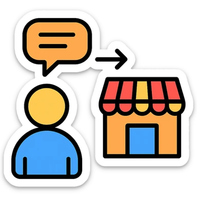 digital communication theme of a person sending a message to a store sticker
