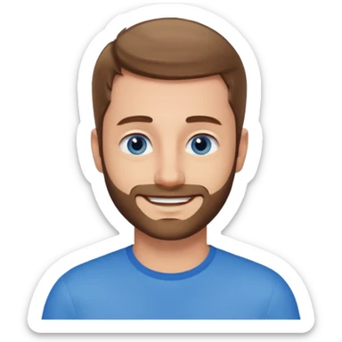 homme yeux bleus presque chauve mais encore avec des cheveux clairsemées et une barbe courte moins de chevaux et sourir sticker