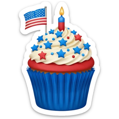 4th of july cupcake flag sticker
