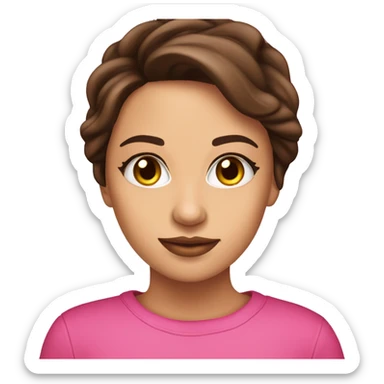 Brunette bruine ogen en roze strik  sticker