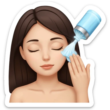 girl brunette getting a deep facial cleansing eyes closed sticker