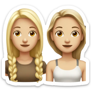 Girl with brown hair and girl with blonde hair sticker