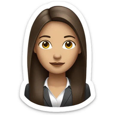 business woman long straight brown hair sticker