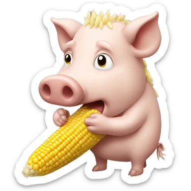 Hog eating corn sticker