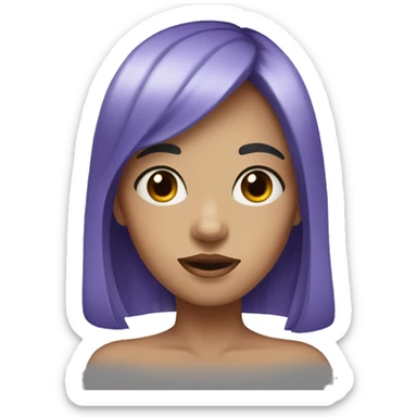 girl with dark purplish maroon hair, bangs, blue eyes sticker