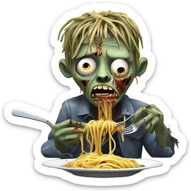 Zombie eating spaghetti sticker