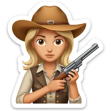 Country woman Holding a gun  sticker
