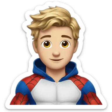 A handsome teen white boy in a spiderman suit sticker
