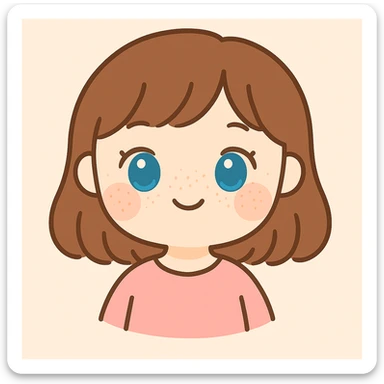 Add cute freckles to her cheeks, keeping the kawaii style. sticker