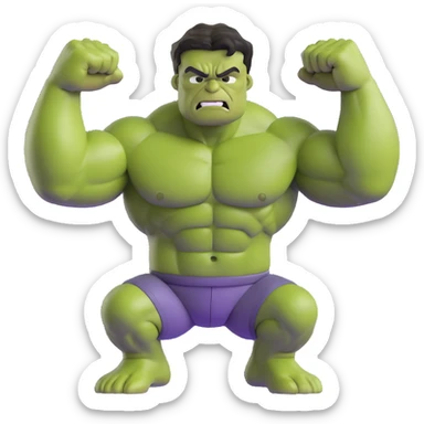3D emoji of the Hulk, flexing muscles, determined look sticker