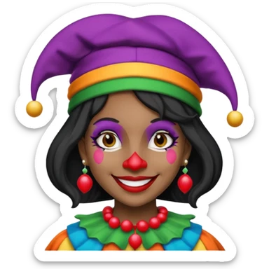 Jester female, black and white sticker